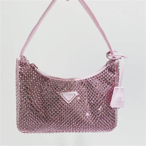 pink sparkly prada bag|Prada pink rhinestone bag.